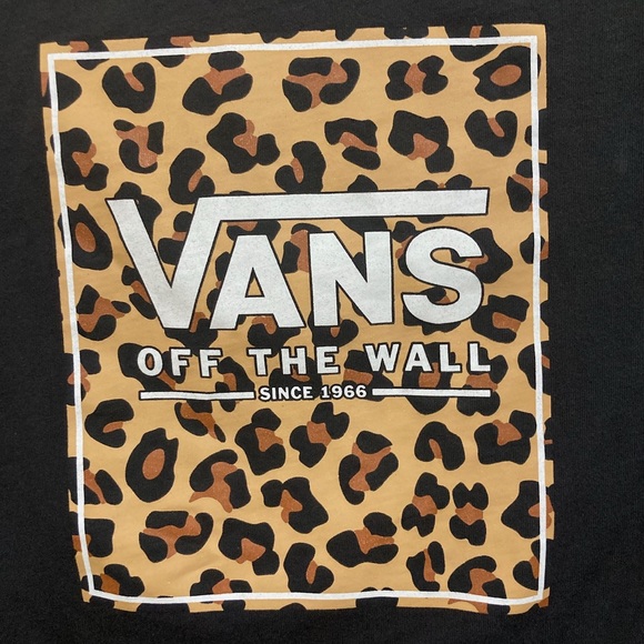 Vans M cheetah leopard screen print vans black short sleeve tee shirt skater - Picture 3 of 9